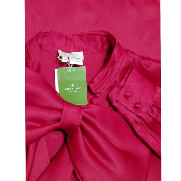 Kate Spade Opera Red Large Bow Abrielle Blouse - Picture 5 of 7